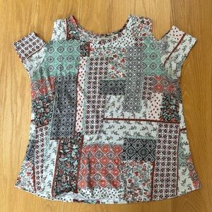 Style & Co Patchwork Cutout Sleeve Top